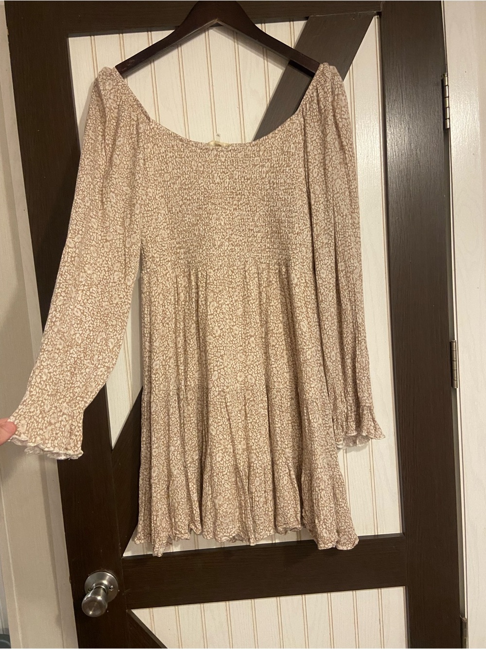 Altar'd State Beige Floral Smocked Peasant Tunic